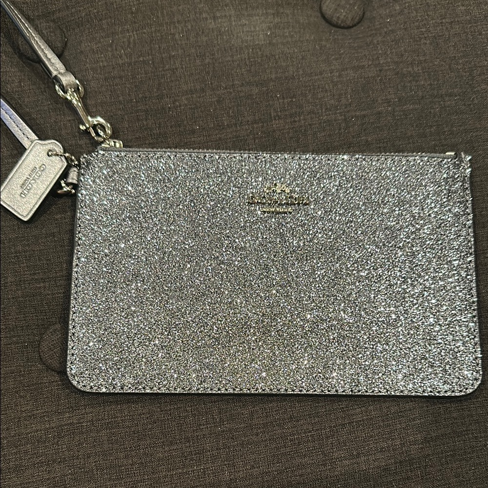Coach Silver Glitter Wristlet
